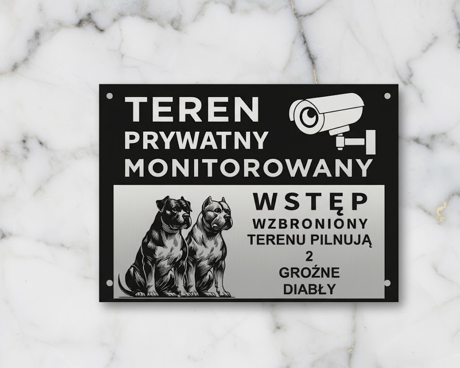 Tabliczka 2w1 kamery i pies