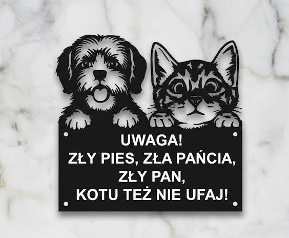 Tabliczka z psem i kotem